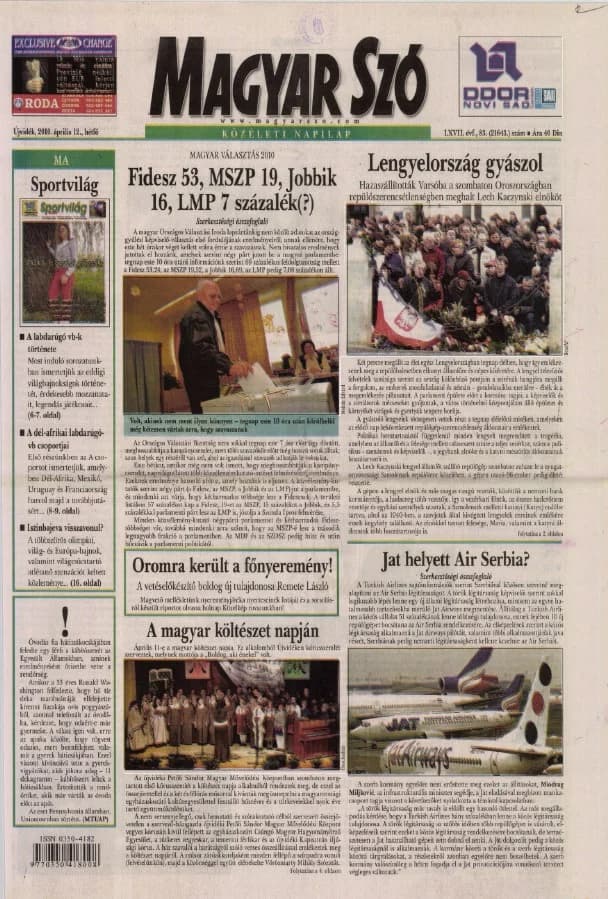 Magyar Szó, 67. évf. 2010. április 12. 83. sz. 1–16. oldal