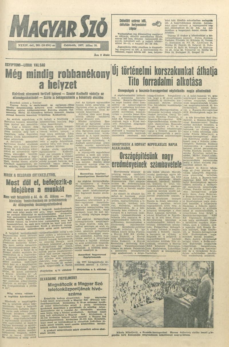 Magyar Szó, 34. évf. 1977. július 28. 205. sz.