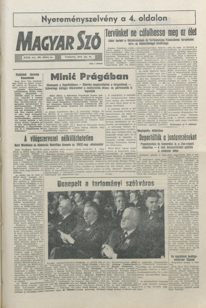 Magyar Szó, 31. évf. 1974. október 24. 293. sz. 1–16. oldal