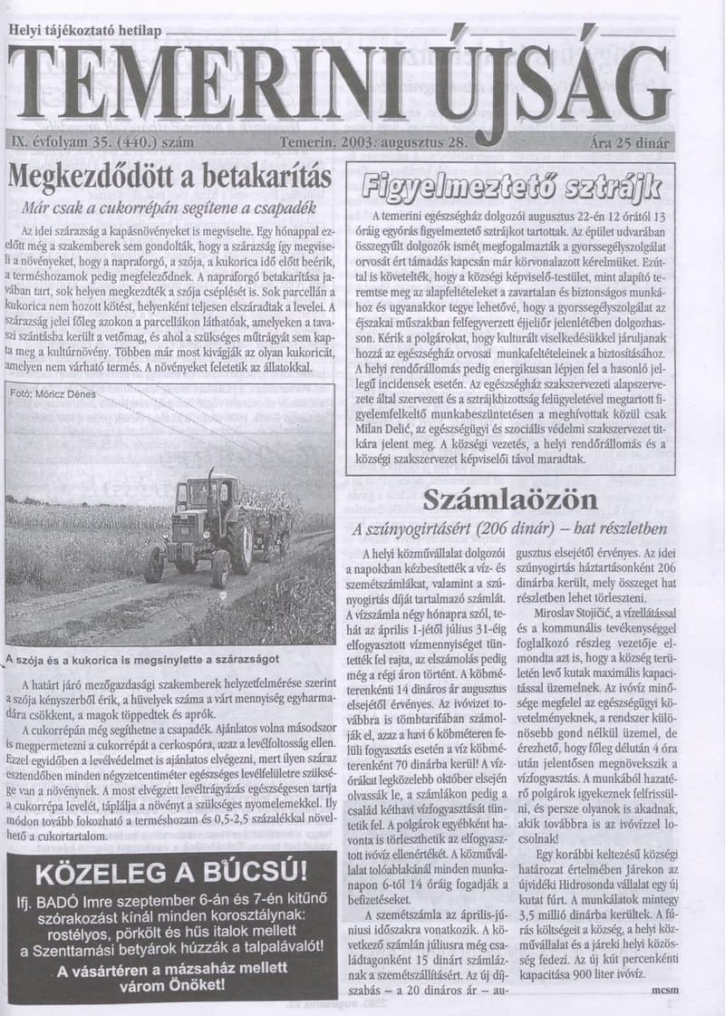 Temerini Újság, 9. évf. 2003. augusztus 28. 35. sz.