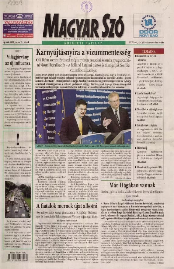 Magyar Szó, 66. évf. 2009. június 12. 134. sz. 1–20. oldal