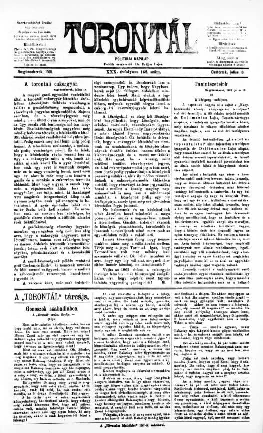 Torontál, 30. évf. 1901. július 18. 162. sz.