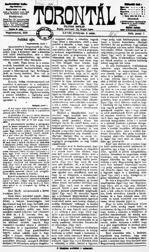 Torontál, 28. évf. 1899. január 2. 1. sz.