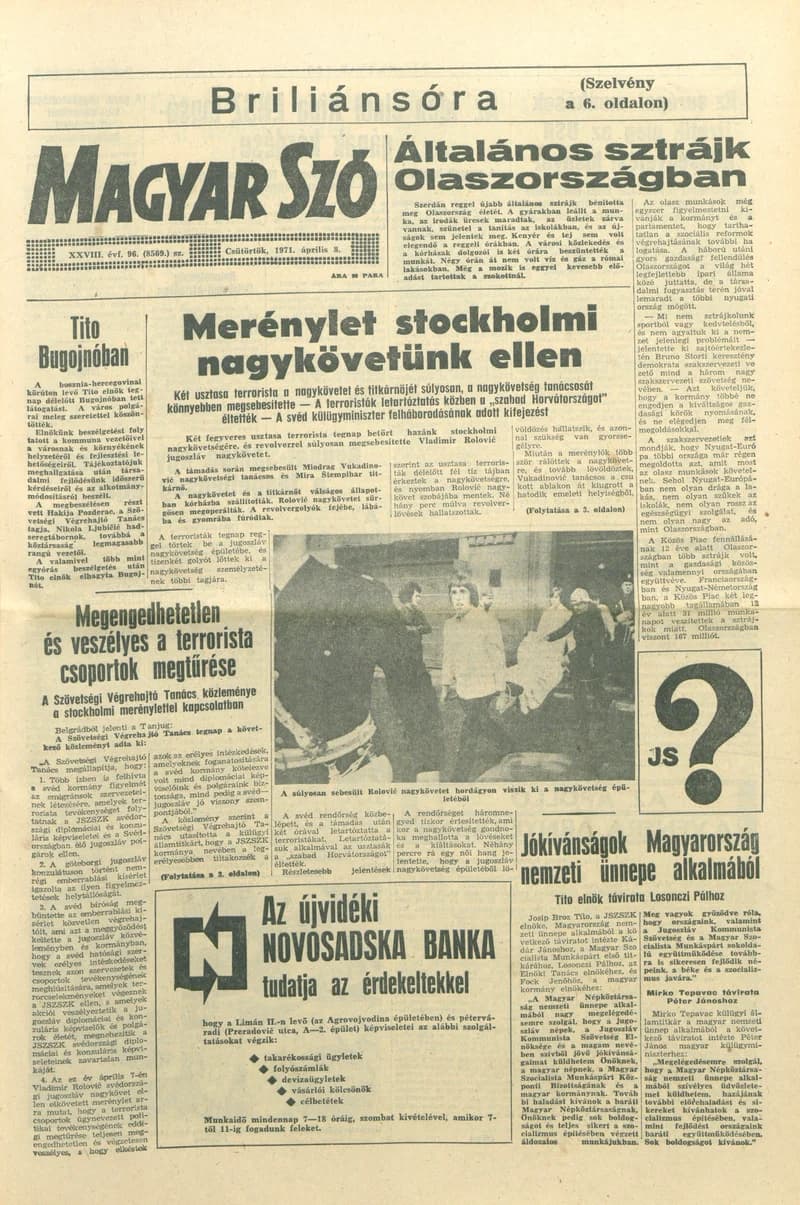 Magyar Szó, 28. évf. 1971. április 8. 96. sz. 1–16. oldal