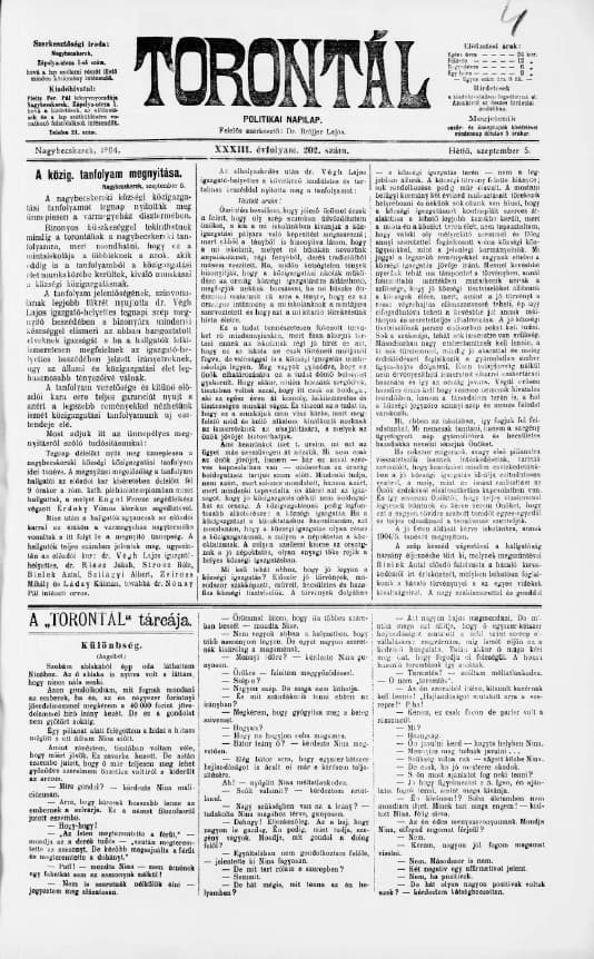 Torontál, 33. évf. 1904. szeptember 5. 202. sz.