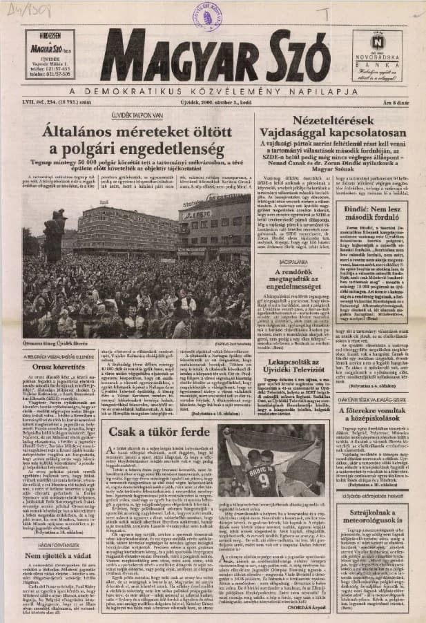 Magyar Szó, 57. évf. 2000. október 3. 234. sz. 1–16. oldal