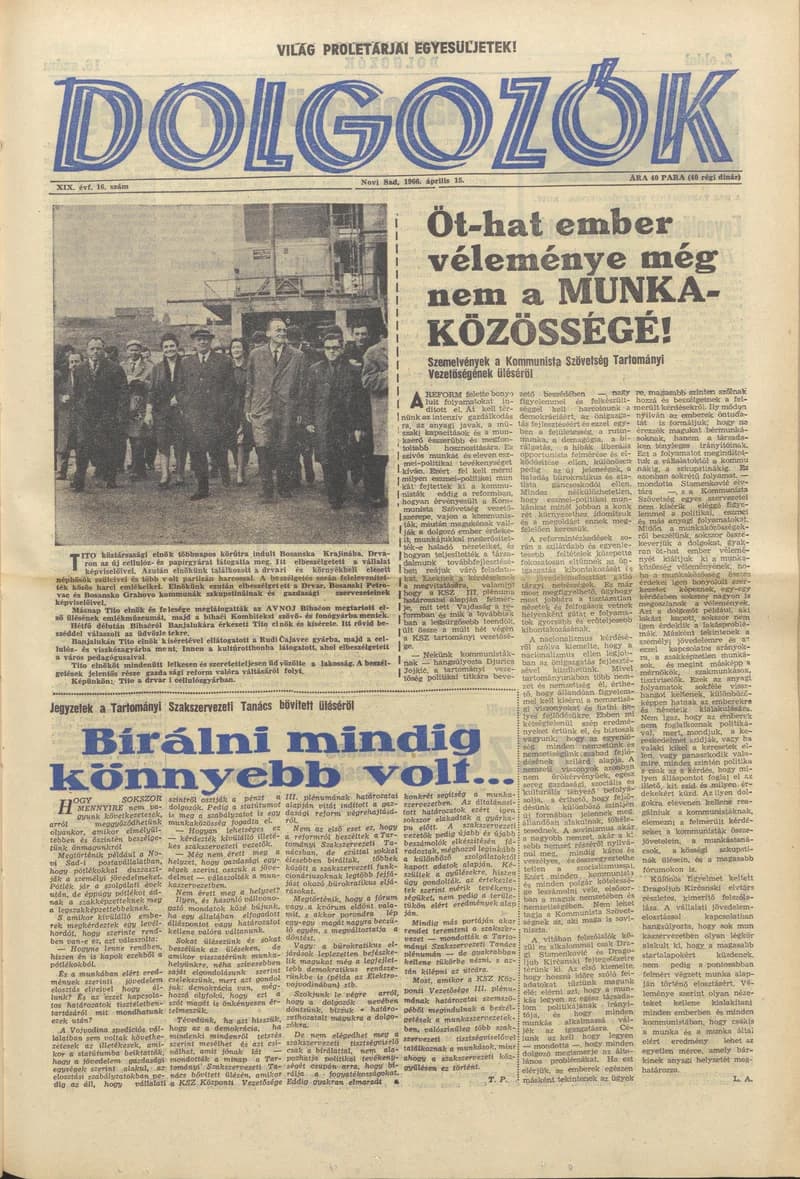 Dolgozók, 20. évf. 1966. április 15. 16. sz.