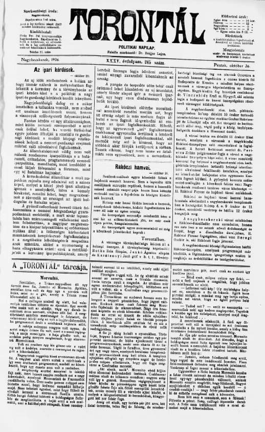 Torontál, 35. évf. 1906. október 26. 245. sz.