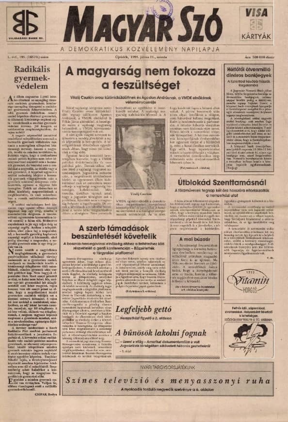 Magyar Szó, 50. évf. 1993. július 21. 195. sz. 1–12. oldal