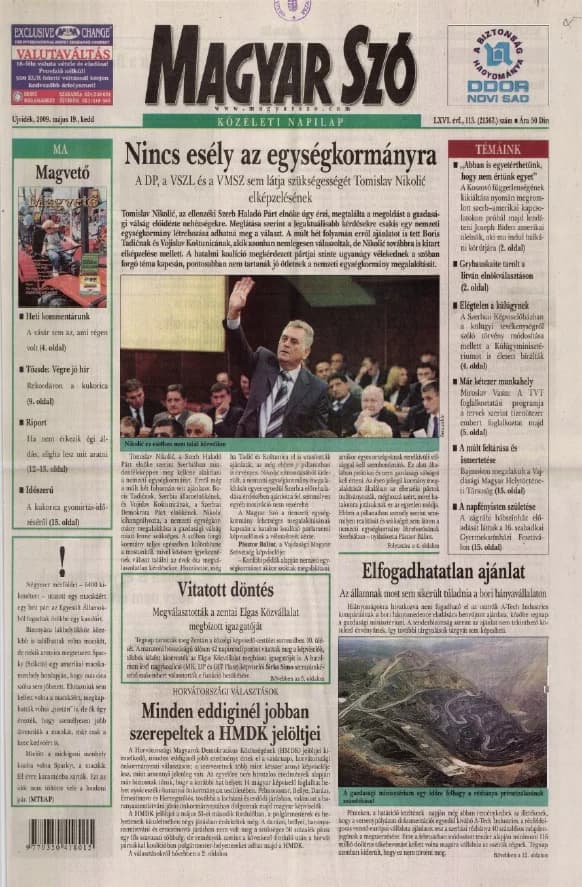 Magyar Szó, 66. évf. 2009. május 19. 113. sz. 1–20. oldal