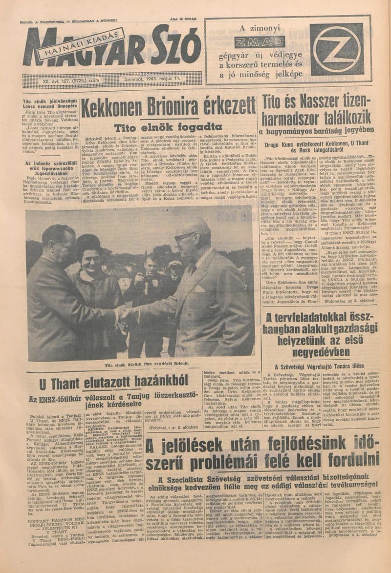 Magyar Szó, 20. évf. 1963. május 11. 127. sz. 1–12. oldal