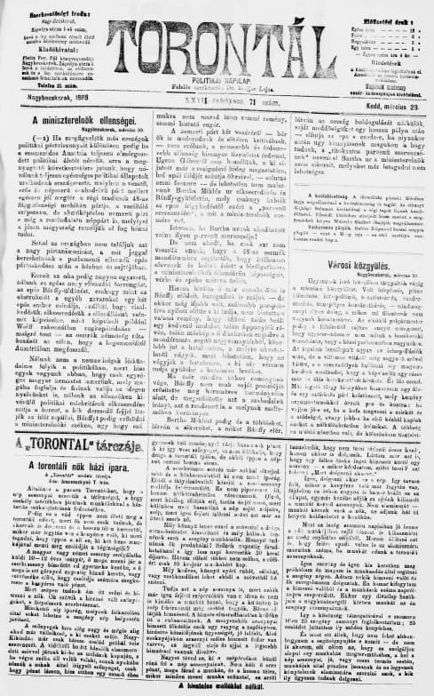 Torontál, 27. évf. 1898. március 29. 71. sz.