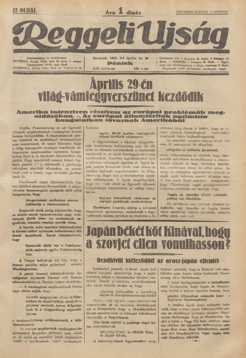 Reggeli Újság, 14. évf. 1933. április 1. 78. sz.