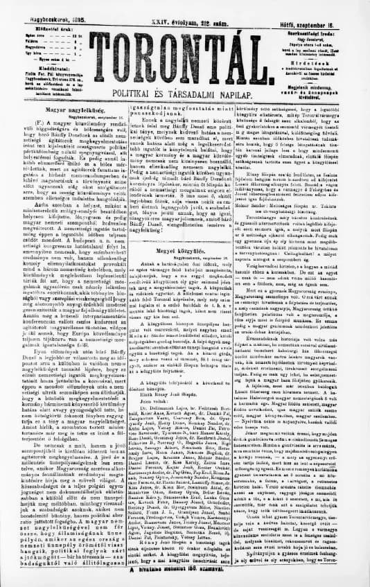 Torontál, 24. évf. 1895. szeptember 16. 212. sz.