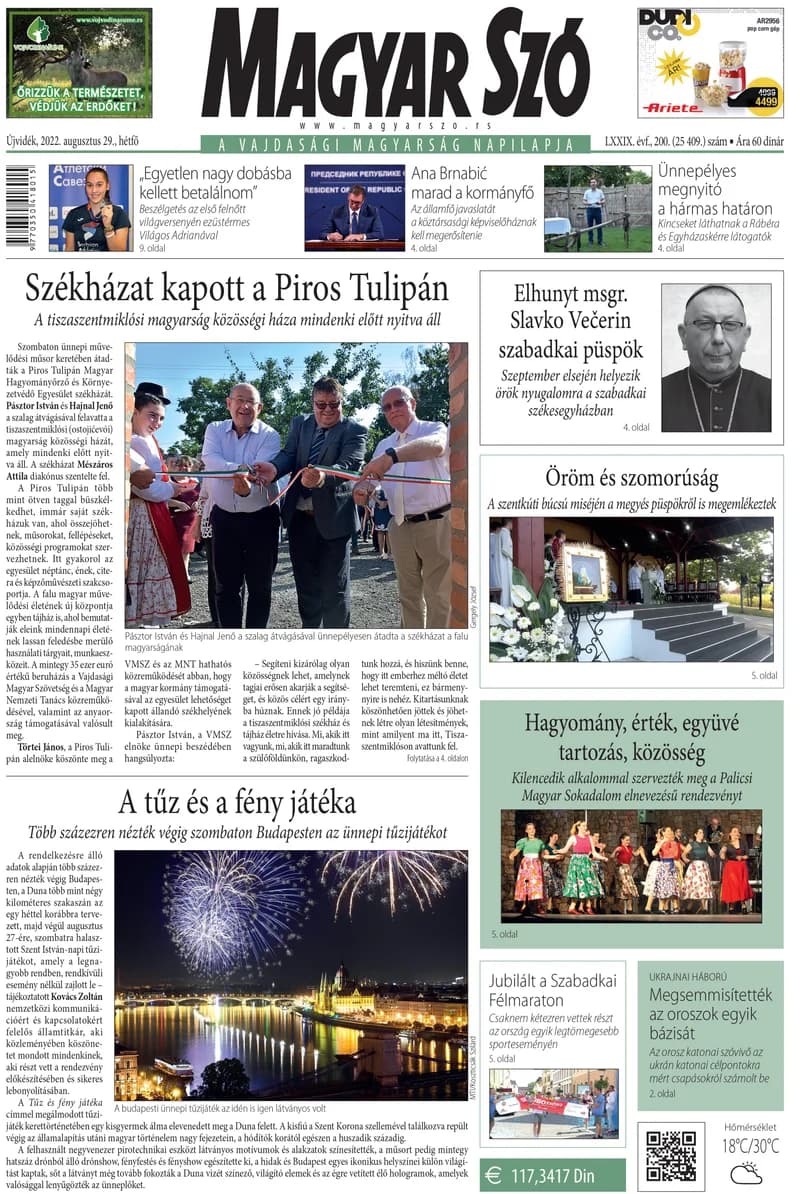 Magyar Szó, 79. évf. 2022. augusztus 29. 200. sz. 1–16. oldal