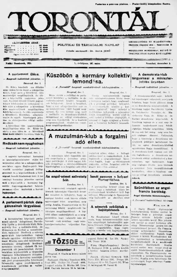 Torontál, 50. évf. 1921. december 3. 267. sz.
