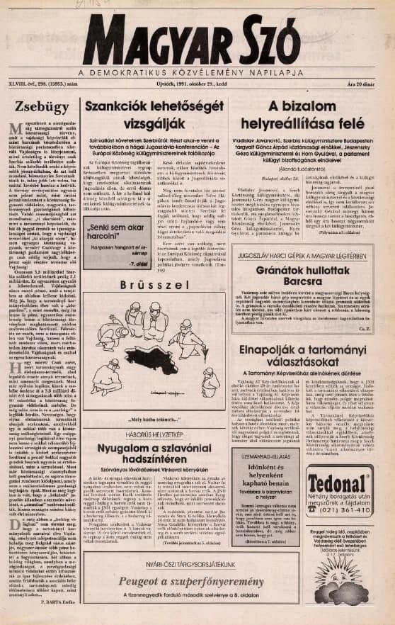 Magyar Szó, 48. évf. 1991. október 29. 298. sz. 1–20. oldal