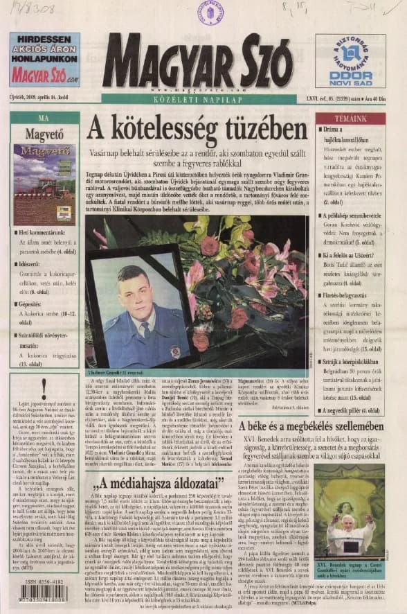Magyar Szó, 66. évf. 2009. április 14. 85. sz. 1–20. oldal