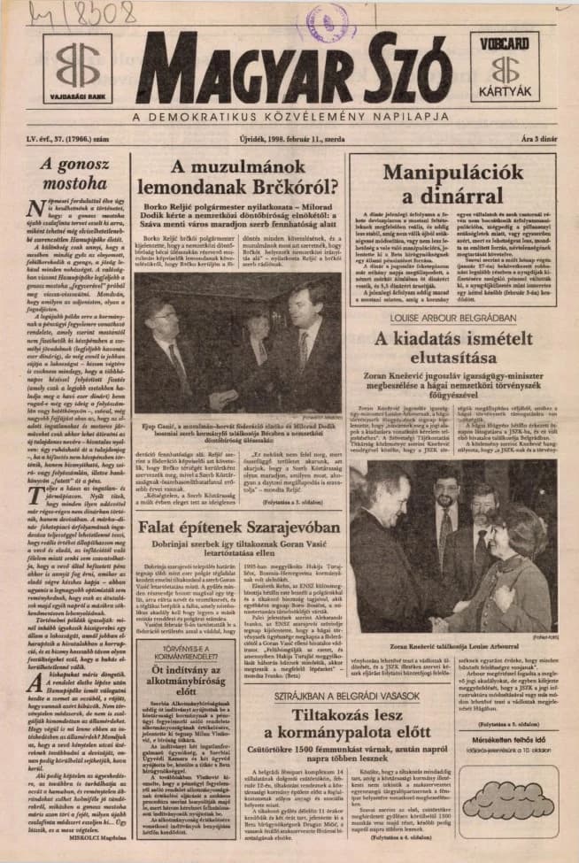 Magyar Szó, 55. évf. 1998. február 11. 37. sz. 1–16. oldal