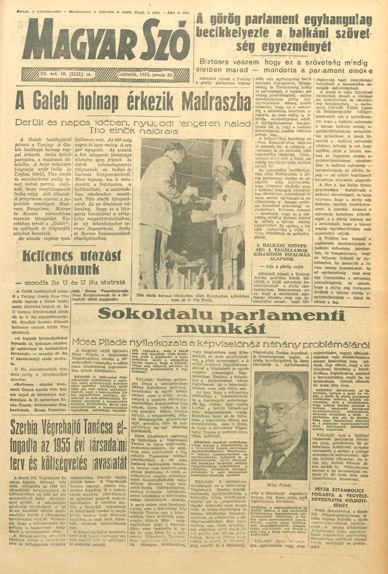 Magyar Szó, 12. évf. 1955. január 20. 18. sz. 1–12. oldal