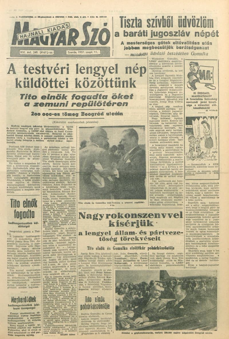 Magyar Szó, 14. évf. 1957. szeptember 11. 249. sz. 1–16. oldal