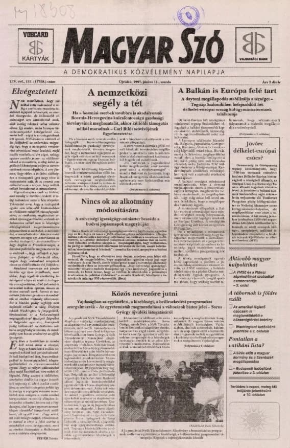 Magyar Szó, 54. évf. 1997. június 11. 135. sz. 1–16. oldal