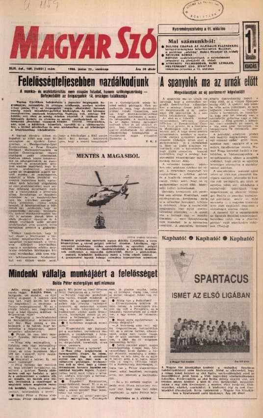 Magyar Szó, 43. évf. 1986. június 22. 169. sz. 1–28. oldal