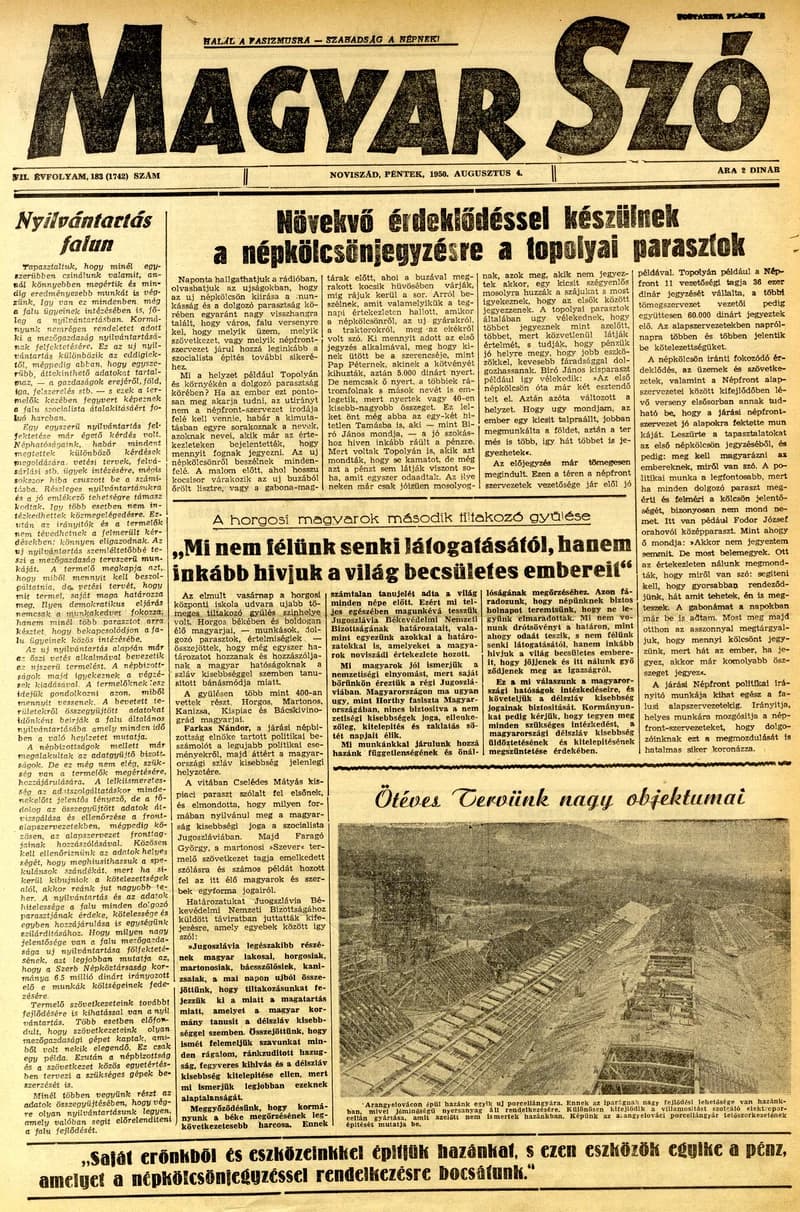 Magyar Szó, 7. évf. 1950. augusztus 4. 183. sz. 1–4. oldal