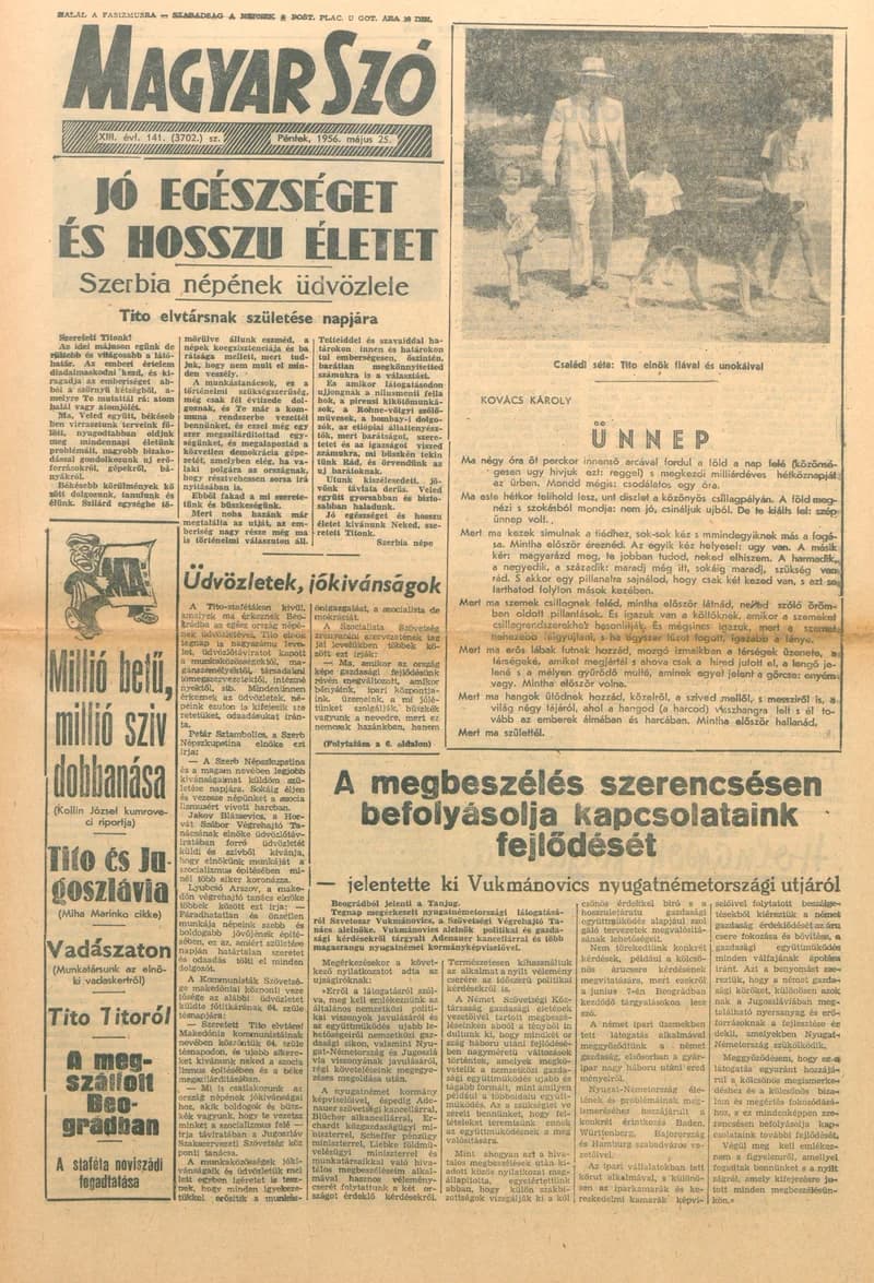 Magyar Szó, 13. évf. 1956. május 25. 141. sz.
