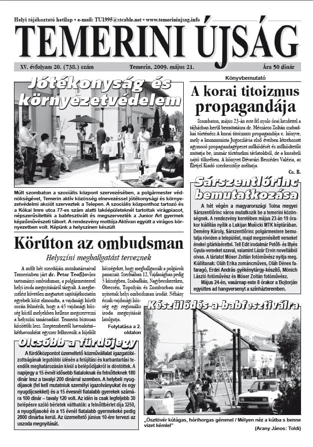 Temerini Újság, 15. évf. 2009. május 21. 20. sz.
