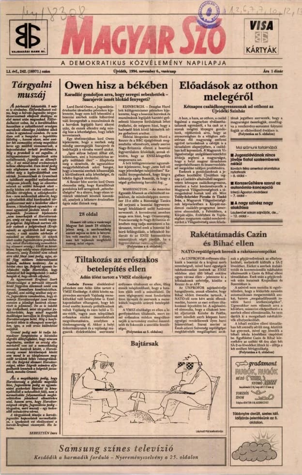 Magyar Szó, 51. évf. 1994. november 6. 242. sz.
