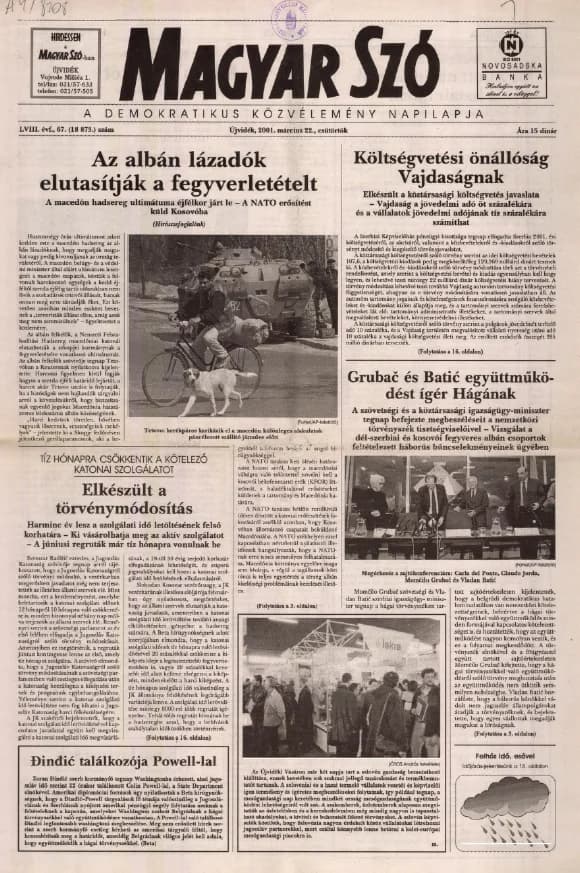 Magyar Szó, 58. évf. 2001. március 22. 67. sz. 1–16. oldal