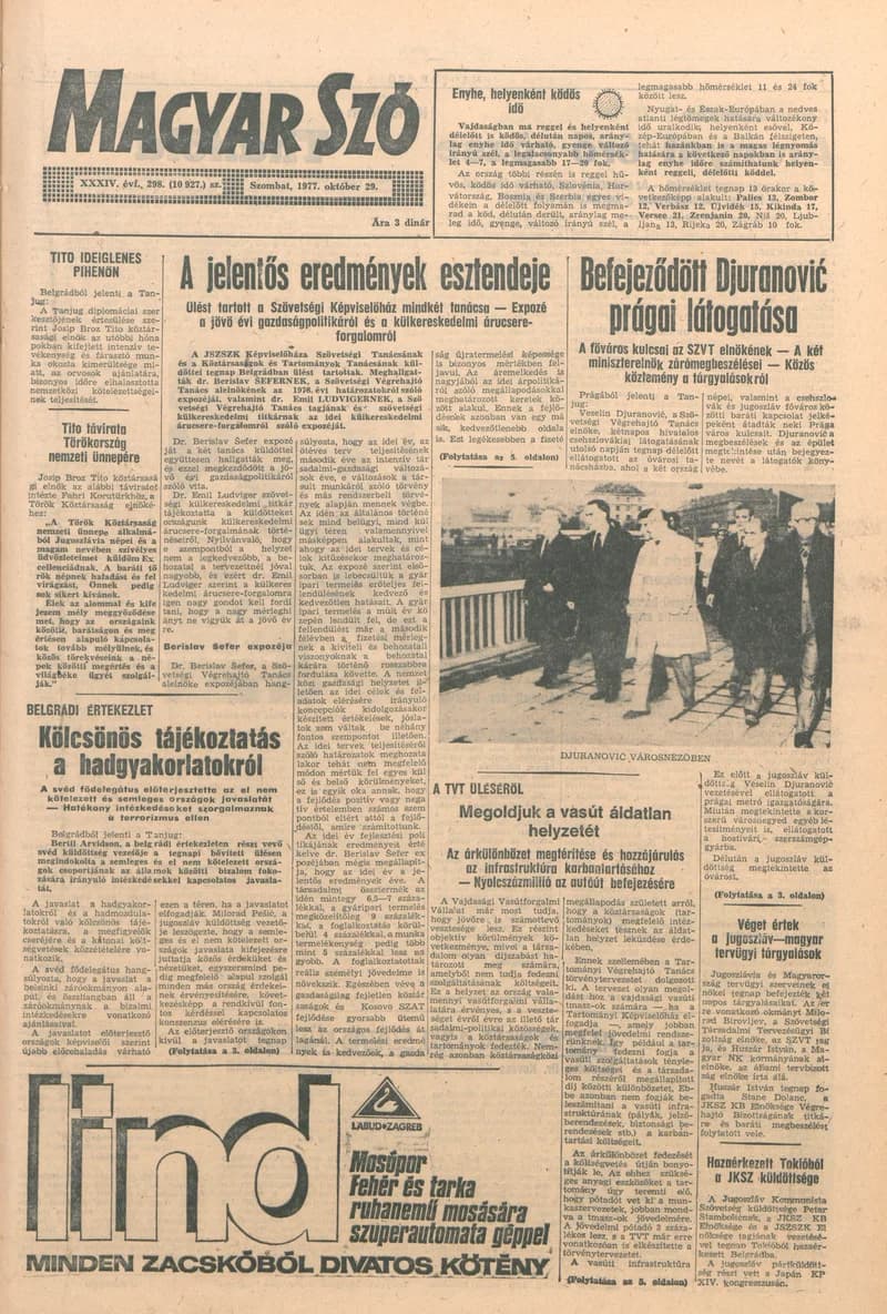 Magyar Szó, 34. évf. 1977. október 29. 298. sz.