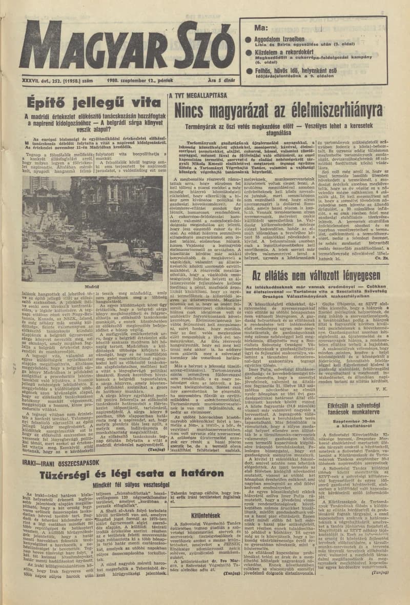 Magyar Szó, 37. évf. 1980. szeptember 12. 252. sz. 1–20. oldal