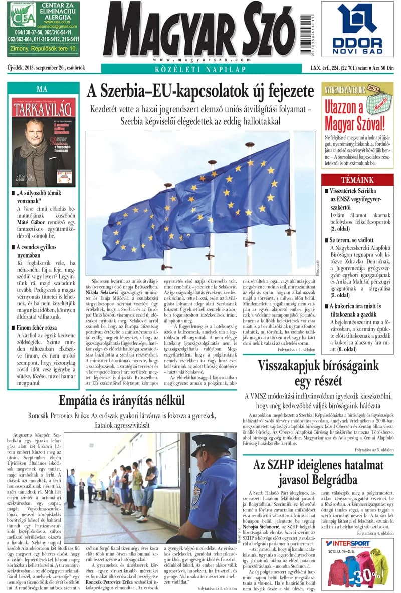 Magyar Szó, 70. évf. 2013. szeptember 26. 224. sz. 1–20. oldal