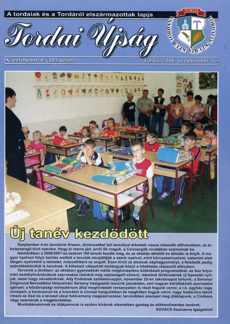 Tordai Újság, 9. évf. 2006. szeptember 15. 4. sz. 1–20. oldal