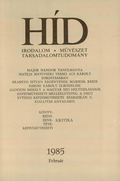 Híd, 49. évf. 1985. február. 2. sz. 161–300. oldal