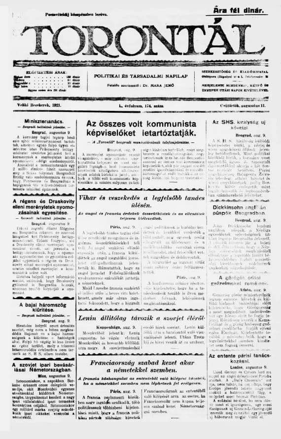 Torontál, 50. évf. 1921. augusztus 11. 174. sz.