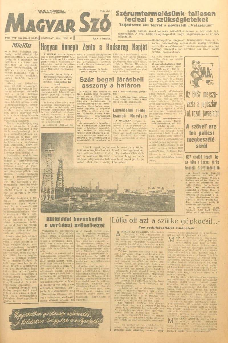 Magyar Szó, 8. évf. 1951. december 15. 295. sz. 1–4. oldal