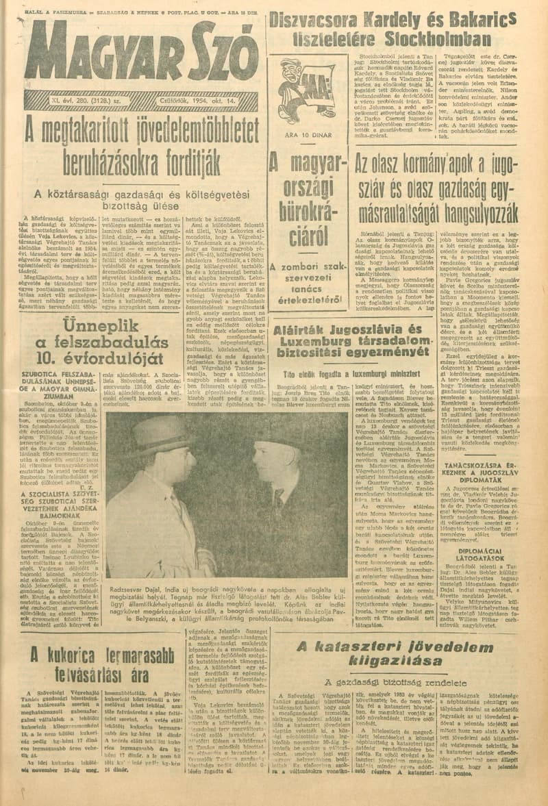Magyar Szó, 11. évf. 1954. október 14. 280. sz. 1–12. oldal