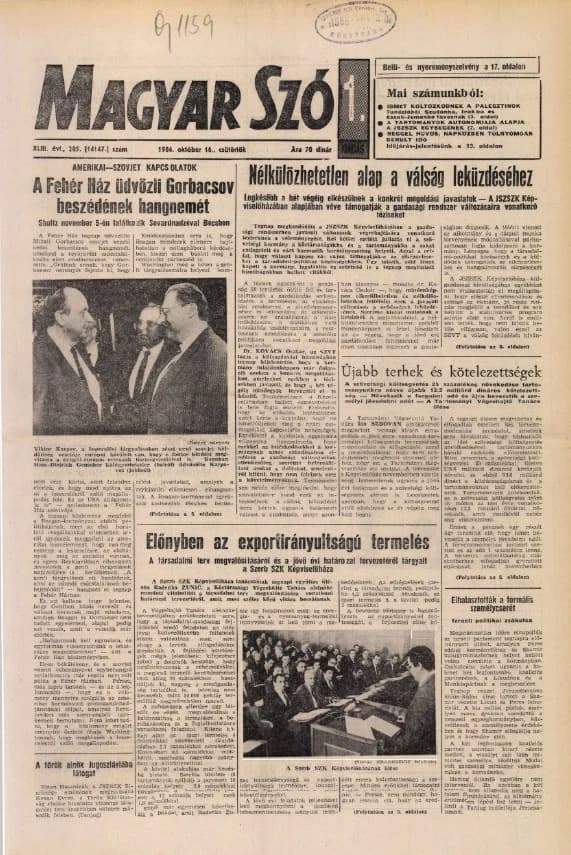 Magyar Szó, 43. évf. 1986. október 16. 285. sz. 1–20. oldal