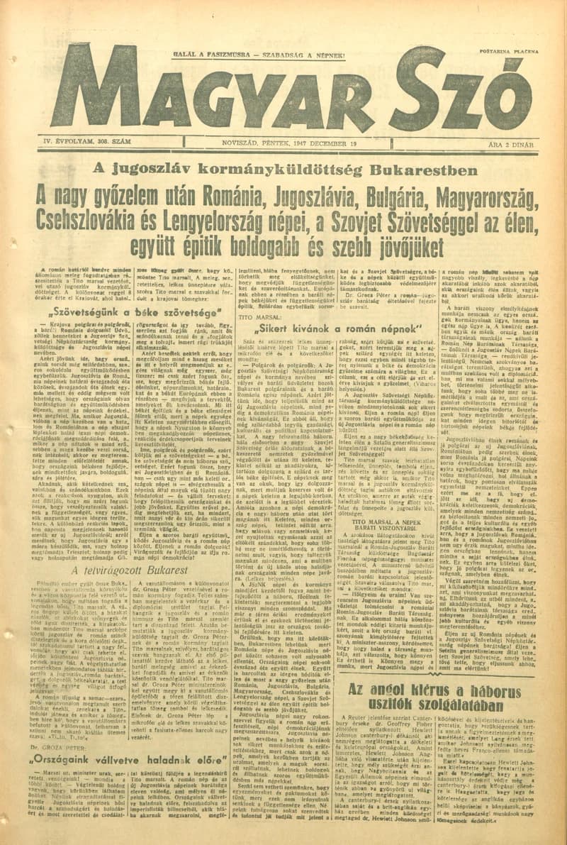 Magyar Szó, 4. évf. 1947. december 19. 308. sz. 1–6. oldal