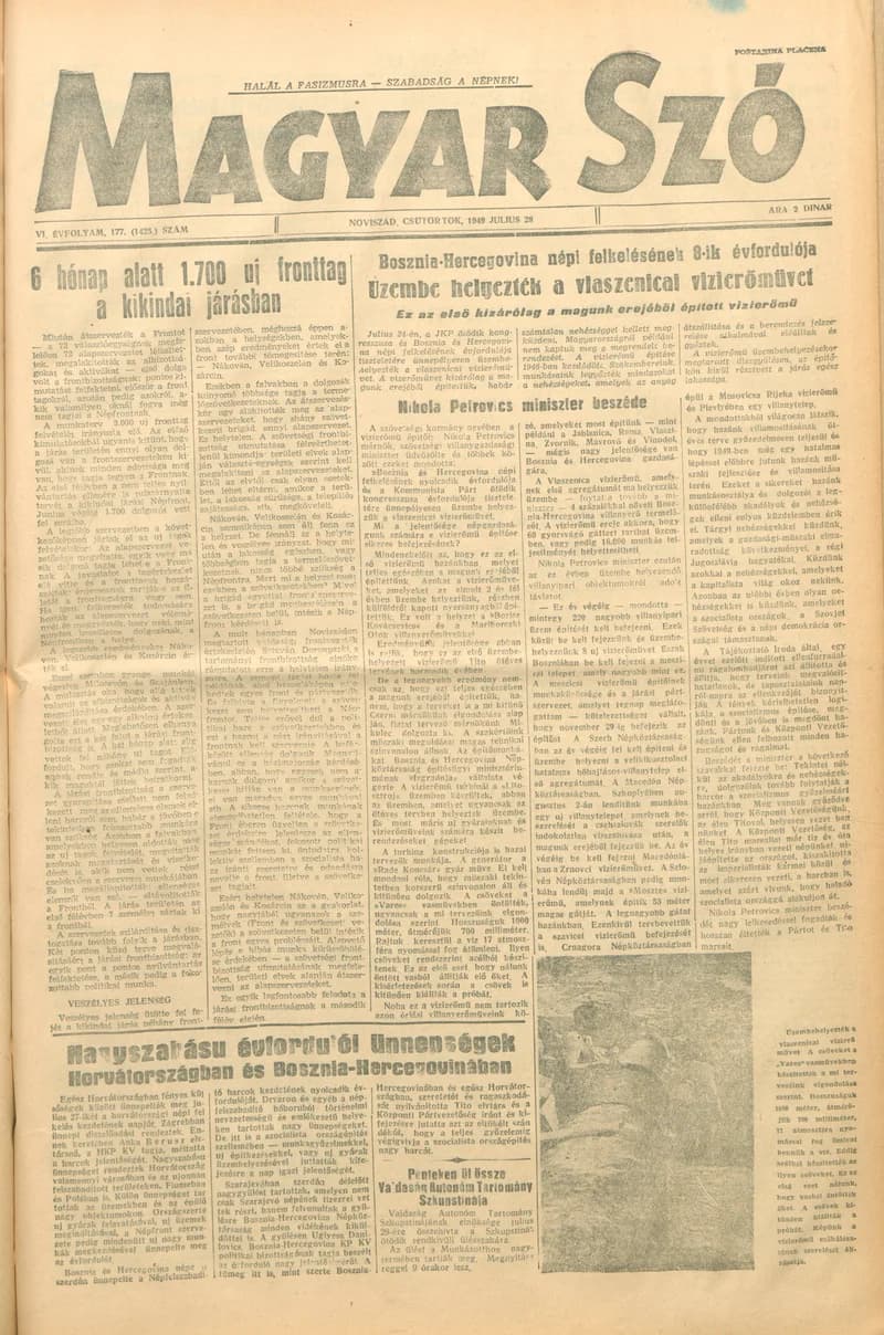 Magyar Szó, 6. évf. 1949. július 28. 177. sz. 1–4. oldal