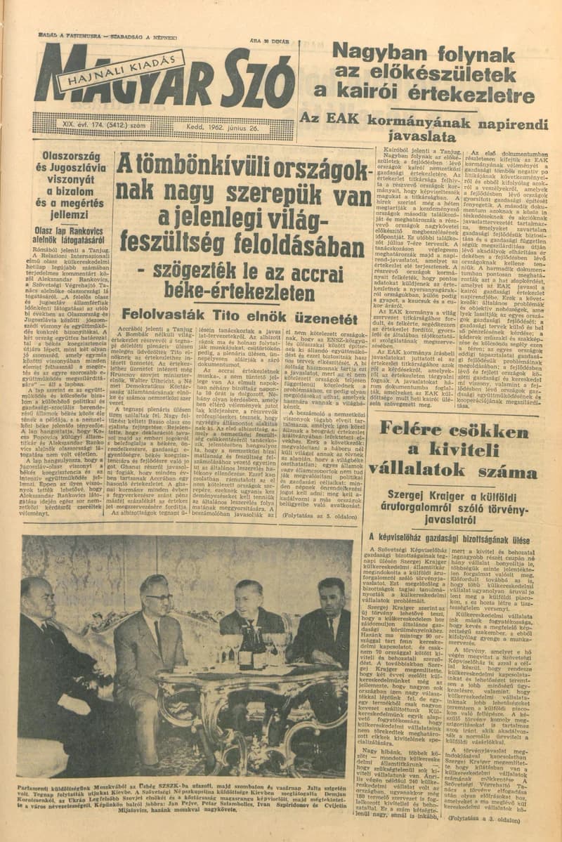 Magyar Szó, 19. évf. 1962. június 26. 174. sz. 1–14. oldal