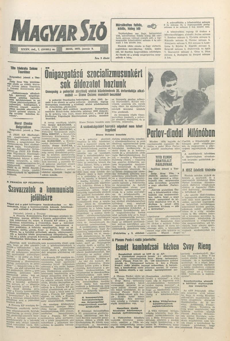 Magyar Szó, 35. évf. 1978. január 9. 7. sz. 1–8. oldal