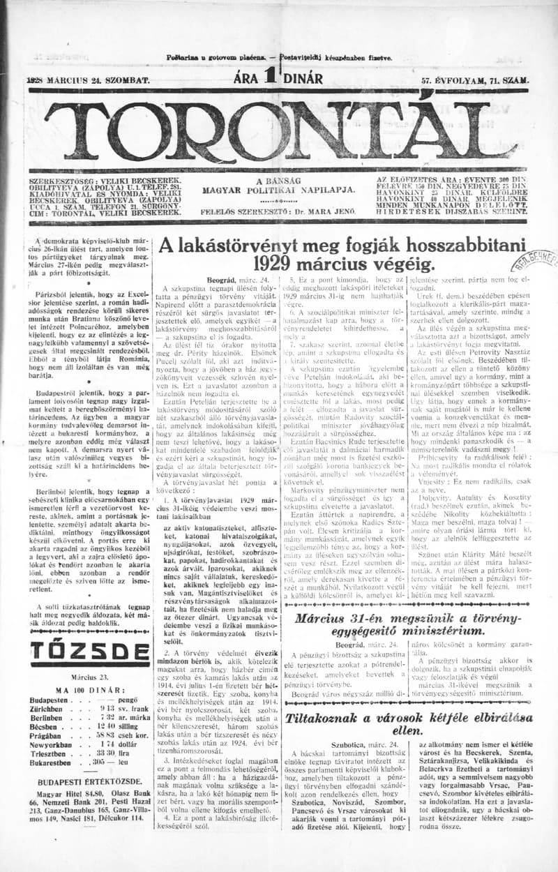 Torontál, 57. évf. 1928. március 24. 71. sz.
