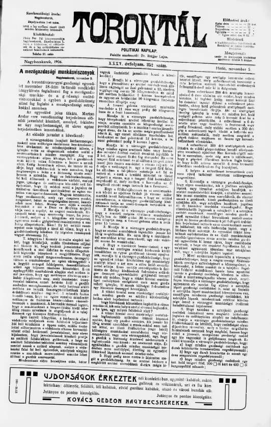 Torontál, 35. évf. 1906. november 5. 252. sz.