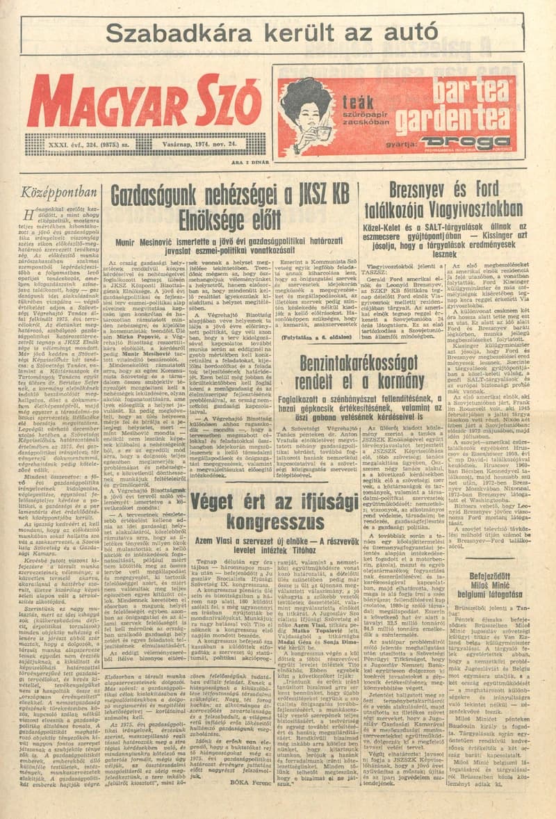 Magyar Szó, 31. évf. 1974. november 24. 324. sz. 1–32. oldal