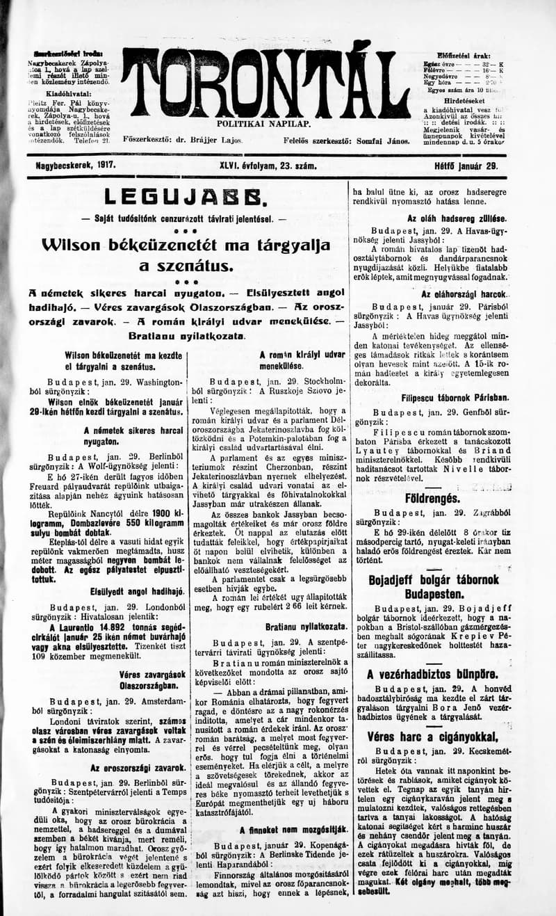 Torontál, 46. évf. 1917. január 29. 23. sz.