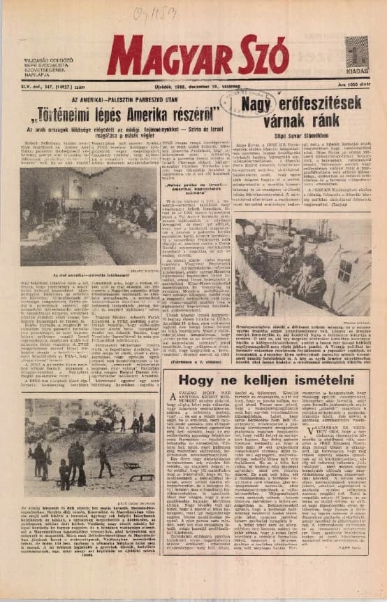 Magyar Szó, 45. évf. 1988. december 18. 347. sz.